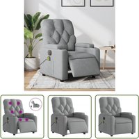 Massagesessel Elektrisch Hellgrau Stoff - Relaxsessel - Elektrisches Liegemöglichkeit - Massagesessel - Massagefunktionen - Vibrationsmassage - The von THE LIVING STORE