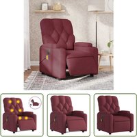Massagesessel Elektrisch Weinrot Stoff - Massage Stuhl - Elektrischer Massagesessel - Entspannungsstuhl - Fernsehsessel - Relaxsessel - The Living von THE LIVING STORE