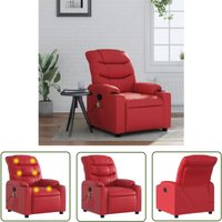 Massagesessel Rot Kunstleder - Massage Stuhl - Relaxstuhl - Fernsehsessel - Leder Sessel - Bequeme Sessel - The Living Store von THE LIVING STORE