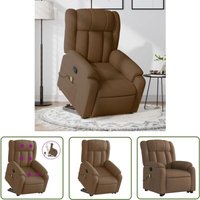 Massagesessel mit Aufstehhilfe Braun Stoff - Massage Sessel - Relaxsessel - Fernsehsessel - Elektrischer Liftstuhl - Ergonomischer Stuhl - The Living von THE LIVING STORE