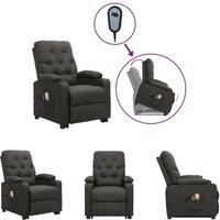 Massagesessel mit Aufstehhilfe Dunkelgrau Stoff - Massagesessel - Grau - The Living Store von THE LIVING STORE