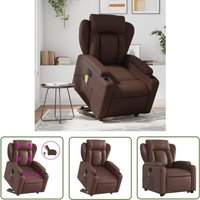 Massagesessel mit Aufstehhilfe Elektrisch Braun Kunstleder - Elektrischer Massagesessel - Relaxsessel - Fernsehsessel - Aufstehhilfe - Elektrische von THE LIVING STORE