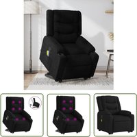 Massagesessel mit Aufstehhilfe Schwarz Stoff - Massage Stuhl - Fernsehsessel - Relaxsessel - Elektrischer Liftstuhl - Bequeme Lounge Chair - The von THE LIVING STORE