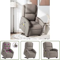 Massagesessel mit Aufstehhilfe Taupe Stoff - Massage Sessel - Elektrischer Liftstuhl - Relaxsessel - Fernsehsessel - Bequeme Lounge Chair - The von THE LIVING STORE