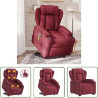 Massagesessel mit Aufstehhilfe Weinrot Stoff - Massage Sessel - Relaxsessel - Fernsehsessel - Elektrischer Lift - Ergonomisch - The Living Store von THE LIVING STORE