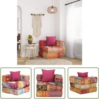 Modularer Pouf mit Kissen Patchwork Stoff - Modularsofa - Patchwork-Sofa - Wohnlandschaft - Lounge Set - Bequemes Sofa - The Living Store von THE LIVING STORE