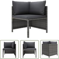 Modulares Ecksofa mit Kissen Grau Poly Rattan - Gartensorgsofa - Outdoor Möbel - Loungemöbel - Eckcouch - Rattanmöbel - The Living Store von THE LIVING STORE