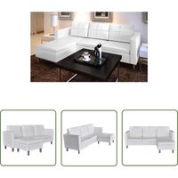 Modulsofa 3-Sitzer Kunstleder Weiß - Ecksofa - Modulsofa - Kunstleder Sofa - Weißes Sofa - Wohnzimmer Möbel - The Living Store von THE LIVING STORE