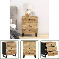 The Living Store - Nachttisch 50x33x62 cm Massivholz Mango & Holzwerkstoff - Nachttisch - Wohnzimmer - Esszimmer - Industrial Style - Massivholzmöbel von THE LIVING STORE