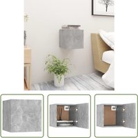 The Living Store - Nachttisch Betongrau 30,5x30x30 cm Holzwerkstoff - Nachttisch - Betongrau - Wohnzimmer Deko - Holzwerkstoff Möbel - Wandmontage von THE LIVING STORE
