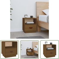 The Living Store - Nachttisch Honigbraun 40x34x45 cm Massivholz Kiefer - Nachttisch - Holzmöbel - Kiefernholz - Wohnzimmermöbel von THE LIVING STORE