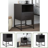 Nachttisch Schwarz 36x39x60,5 cm Stahl - Industrielles Design - Nachttisch - Beistelltisch - Schreibtisch - Metallgestell - The Living Store von THE LIVING STORE