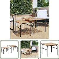 The Living Store - Outdoor-Satztische 2 Stk. Braun und Schwarz Stahl - Outdoor Möbel - Gartenmöbel - Lounge Set - Couchtisch - Esszimmerset von THE LIVING STORE