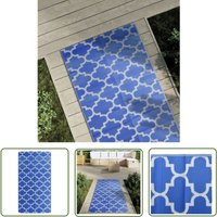 The Living Store - Outdoor-Teppich arakil Blau 80x150 cm pp - Blauer Garten Teppich - Polypropylen Teppich - Outdoor Teppich - Balkon Teppich von THE LIVING STORE