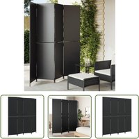 Paravent 4-tlg. Schwarz Poly Rattan - Raumteiler - Paravent - Trennwandsystem - Wohnraumgestaltung - Einrichtungsgegenstände - The Living Store von THE LIVING STORE