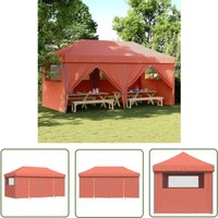 Partyzelt Faltbar Pop-Up mit 4 Seitenteilen Terrakottarot - Outdoor-Pavillon - Gartenfestzelt - Markise - Sonnenschutz - Partyzelt - The Living Store von THE LIVING STORE