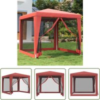 The Living Store - Partyzelt mit 4 Mesh-Seitenwänden Rot 2,5x2,5 m hdpe - Partyzelt - Outdoorzelt - Gartenpavillon - Festzelt - Sommergarten von THE LIVING STORE