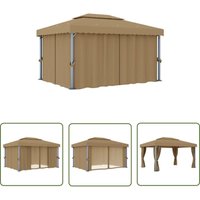 Pavillon mit Vorhang 4x3 m Taupe Aluminium - Gartenzelt - Partyzelt - Pavillon - Outdoor Möbel - Sonnenschutz - The Living Store Pavillon mit Vorhang 4x3 m Taupe Aluminium - Gartenzelt - Partyzelt - Pavillon - Outdoor Möbel - Sonnenschutz - The Living Store von THE LIVING STORE