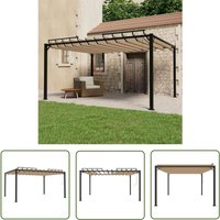 Pergola mit Lamellendach 3x4 m Taupe Stoff und Aluminium - Pergola - Gartenpavillon - Sonnensegel - Außenbereich - Gartendekoration - The Living Store von THE LIVING STORE