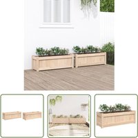 Pflanzkübel 2 Stk. Massivholz Kiefer - Holzpflanze - Kübeln - Gartendeko - Balkonpflanzen - Blumenerde - The Living Store von THE LIVING STORE