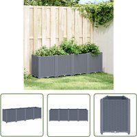 Pflanzkübel Grau 160x40x53 cm pp - Blumentopf - Pflanzkasten - Rattan Optik - Gartenmöbel - Polypropylen - The Living Store von THE LIVING STORE
