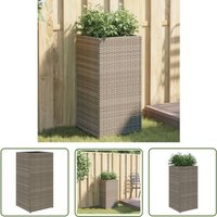 Pflanzkübel Grau 40x40x80 cm Poly Rattan - Blumentopf - Pflanzgefäß - Gartenmöbel - Balkonpflanzen - Terrasse - The Living Store von THE LIVING STORE