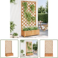 Pflanzkübel mit Spalier Braun Massivholz Tanne - Blumentopf - Holztöpfen - Rankgerüst - Gartendekoration - Terrassenmöbel - The Living Store von THE LIVING STORE