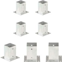The Living Store - Pfostenanker 4 Stk. Verzinktes Metall 91 mm - Zaunpfosten & -querlatten - Silber von THE LIVING STORE