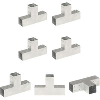The Living Store - Pfostenverbinder 4 Stk. T-Form Verzinktes Metall 71 x 71 mm - Zaunpfosten & -querlatten - Silber von THE LIVING STORE