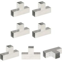 The Living Store - Pfostenverbinder 4 Stk. T-Form Verzinktes Metall 81 x 81 mm - Zaunpfosten & -querlatten - Silber von THE LIVING STORE