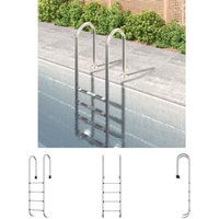 Pool-Leiter 54x38x184,5 cm Edelstahl 304 - Pool-Lleiter, -treppen & -rampen - Silber - The Living Store von THE LIVING STORE
