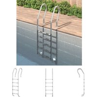 Pool-Leiter 54x38x211 cm Edelstahl 304 - Pool-Lleiter, -treppen & -rampen - Silber - The Living Store von THE LIVING STORE