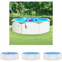 The Living Store - Pool mit Stahlwand Rund 460x120 cm Weiß - Pools von THE LIVING STORE