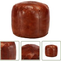 Pouf Hellbraun 40 x 35 cm Echtes Ziegenleder - Pouf - Fußhocker - Ledercouch - Wohnaccessoire - Vintage Deko - The Living Store von THE LIVING STORE