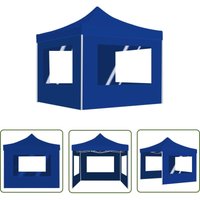 Profi-Partyzelt Faltbar mit Wänden Aluminium 2×2m Blau - Outdoor-Zelt - Gartenzelt - Partyzelt - Grillzelt - Sommergarten - The Living Store von THE LIVING STORE