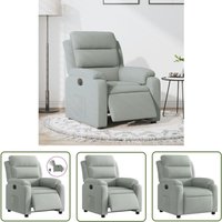Relaxsessel Elektrisch Hellgrau Samt - Fernsehsessel - Elektrischer Relaxsessel - Samt Sessel - Bequeme Lounge Chair - Liegefunktion - The Living von THE LIVING STORE
