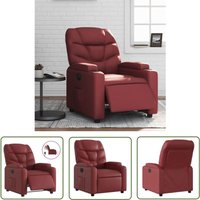 Relaxsessel Elektrisch Weinrot Kunstleder - Fernsehsessel - Relaxsessel - Elektrischer Sessel - Bequeme Lounge Chair - Lederlook Sessel - The Living von THE LIVING STORE