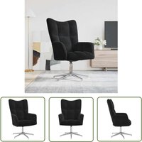 Relaxsessel Schwarz Samt - Samtsessel - Schwarzer Sessel - Drehsessel - Wohnzimmersessel - Lounge Chair - The Living Store von THE LIVING STORE