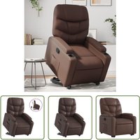 The Living Store - Relaxsessel mit Aufstehhilfe Braun Kunstleder - Relaxsessel - Fernsehsessel - Liftchair - Elektrischer Sessel - Aufstehhilfesessel von THE LIVING STORE