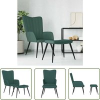 Relaxsessel mit Hocker Dunkelgrün Samt - Samtsofa - Sessel Dunkelgrün - Lounge Chair - Beistelltisch - Entspannungsstuhl - The Living Store von THE LIVING STORE