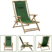 The Living Store - Relaxstuhl Verstellbar Grün Bambus und Stoff - Bambussessel - Gartenstuhl - Klappstuhl - Outdoor Möbel - Lounge Chair von THE LIVING STORE