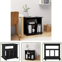 Rollschrank Schwarz 60x45x60 cm Holzwerkstoff - Rollcontainer - Büroorganisation - Stauraum - Schwarzer Schrank - Regal Schwarz - The Living Store von THE LIVING STORE