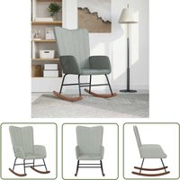 Schaukelsessel Hellgrau Samt - Samtsessel - Schaukelstuhl - Wohnzimmersessel - Lounge Chair - Relaxsessel - The Living Store von THE LIVING STORE