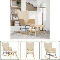 Schaukelsessel mit Hocker Creme Stoff - Schaukelstuhl - Sessel - Lounge Chair - Creme Sofa - Gemütlicher Stuhl - The Living Store von THE LIVING STORE