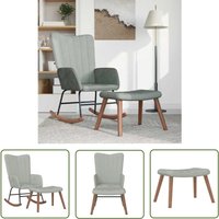 Schaukelsessel mit Hocker Hellgrau Samt - Samtsofa - Wohnzimmersessel - Schaukelstuhl - Lounge Chair - Relaxsessel - The Living Store Schaukelsessel mit Hocker Hellgrau Samt - Samtsofa - Wohnzimmersessel - Schaukelstuhl - Lounge Chair - Relaxsessel - The Living Store von THE LIVING STORE