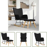 Schaukelsessel mit Hocker Schwarz Stoff - Schaukelstuhl - Sessel - Lounge Chair - Gartenmöbel - Esszimmer Möbel - The Living Store Schaukelsessel mit Hocker Schwarz Stoff - Schaukelstuhl - Sessel - Lounge Chair - Gartenmöbel - Esszimmer Möbel - The Living Store von THE LIVING STORE