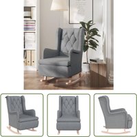 Schaukelsessel mit Kautschukholz-Beinen Hellgrau Stoff - Schaukelsessel - Esszimmerstuhl - Lounge Chair - Bequemlichkeit - Grau - The Living Store von THE LIVING STORE