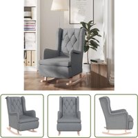 Schaukelsessel mit Kautschukholz-Beinen Hellgrau Stoff - Schaukelsessel - Esszimmerstuhl - Lounge Chair - Bequemlichkeit - Grau - The Living Store von THE LIVING STORE