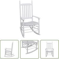 Schaukelstuhl mit Gebogener Sitzfläche Weiß Holz - Vintage Stuhl - Holzschaukelstuhl - Gartenstuhl - Balkonstuhl - Outdoor Möbel - The Living Store Schaukelstuhl mit Gebogener Sitzfläche Weiß Holz - Vintage Stuhl - Holzschaukelstuhl - Gartenstuhl - Balkonstuhl - Outdoor Möbel - The Living Store von THE LIVING STORE