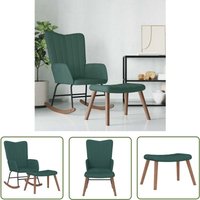 Schaukelstuhl mit Hocker Samt Dunkelgrün - Samtsofa - Relaxsessel - Schaukelstuhl - Wohnzimmersessel - Lounge Chair - The Living Store von THE LIVING STORE